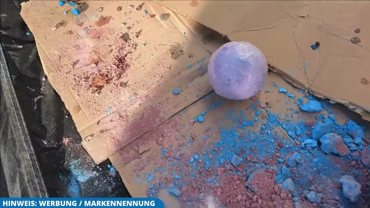 Die Edelsteine sind in Gipskugeln verborgen, die beim Aufbrechen für reichlich Schmutz sorgen.