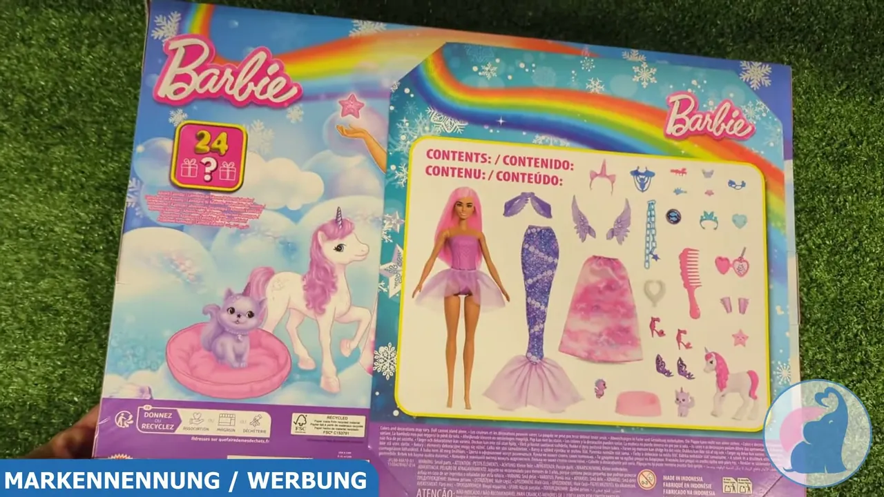 Die Verpackungsrückseite gibt einen vollständigen Überblick über alle 24 enthaltenen Überraschungen und Verwandlungsmöglichkeiten.