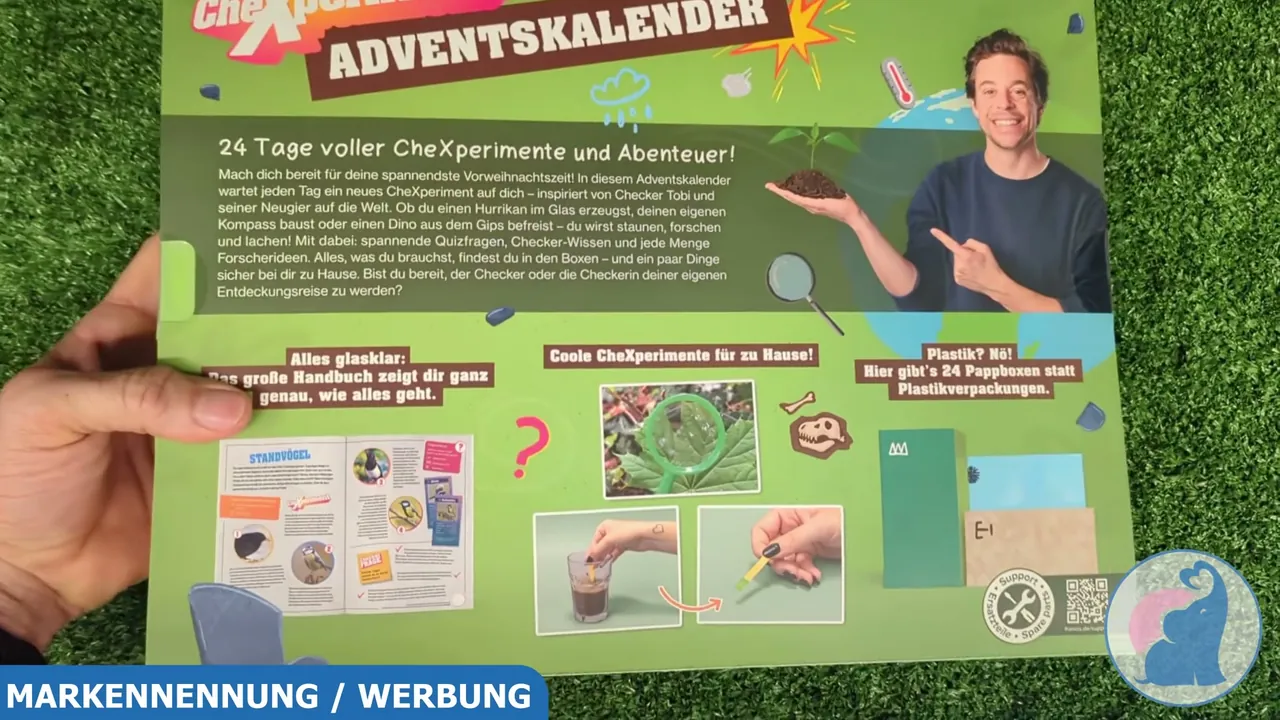 Die Rückseite gibt einen Überblick über die 24 Pappboxen, die ganz ohne Plastikverpackungen auskommen.