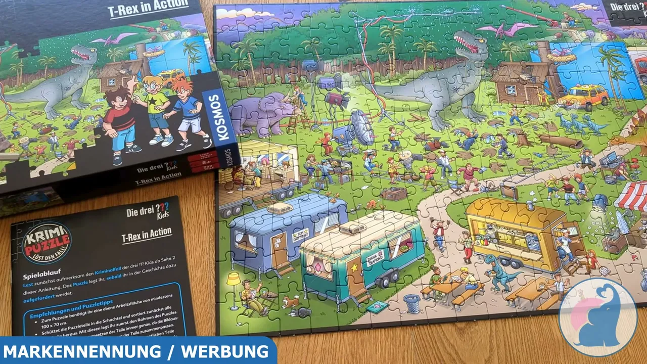 Mir gefällt das fertige Wimmelbild mit T-Rex und vielen versteckten Details