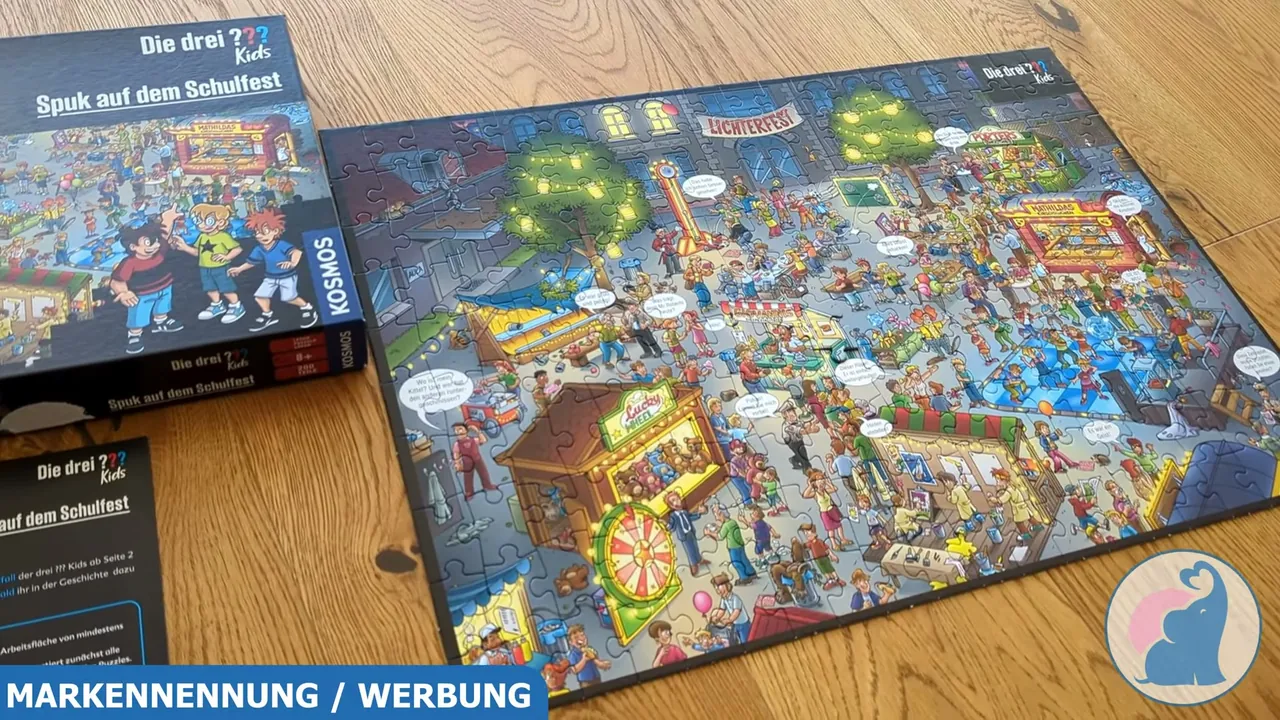 Mir gefällt das fertige Wimmelbild vom Schulfest – hier gibt es unglaublich viel zu entdecken