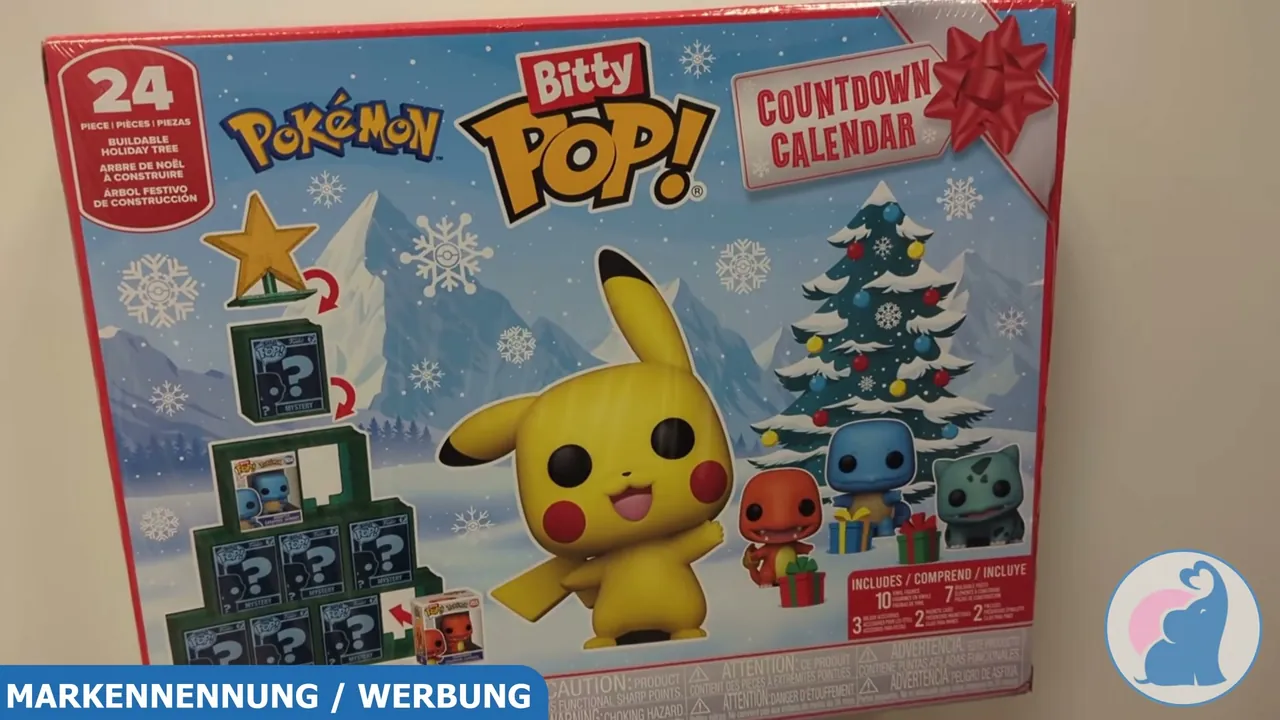 Die Verpackung des Funko Bitty POP! Pokémon Adventskalenders zeigt das winterliche Pokémon-Design.