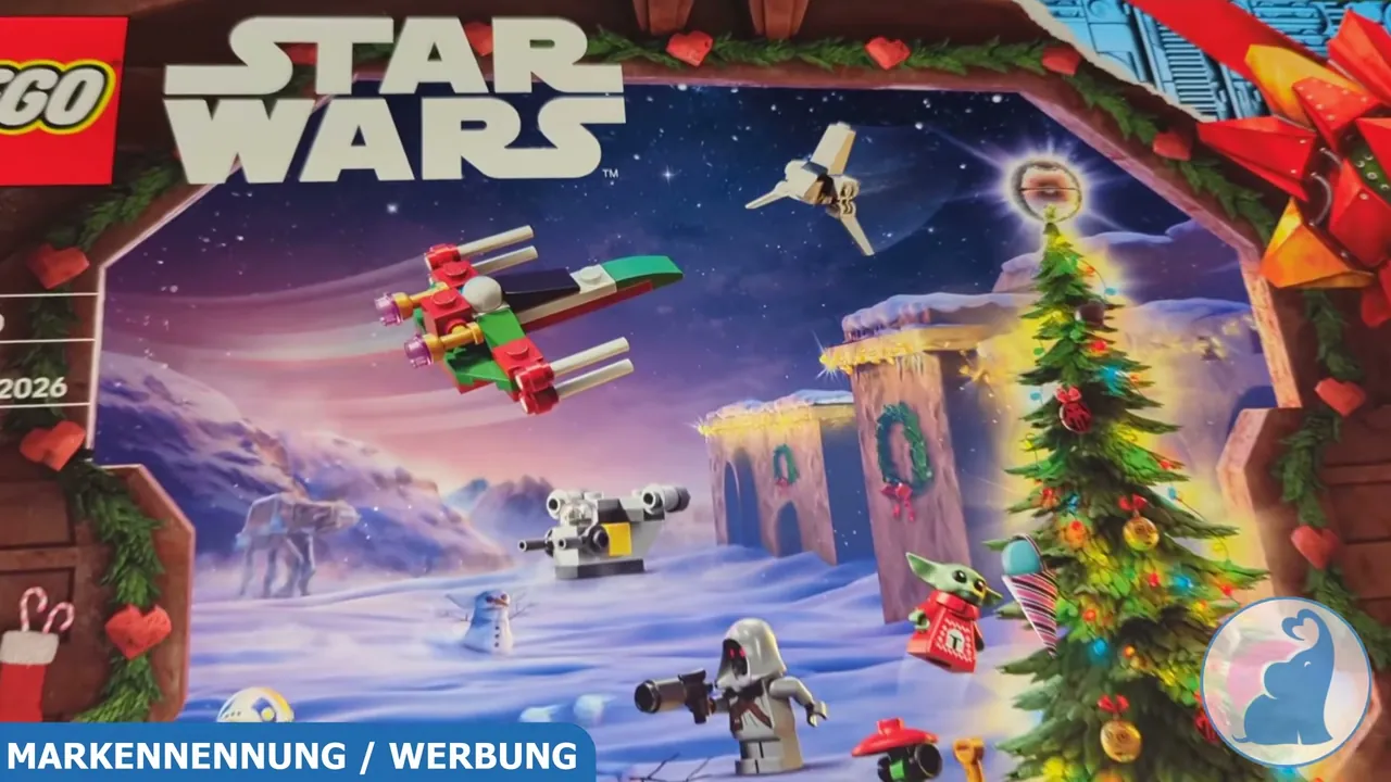 Klassische Raumschiffe wie der X-Wing sind in weihnachtlichen Farben als Mini-Modelle enthalten.