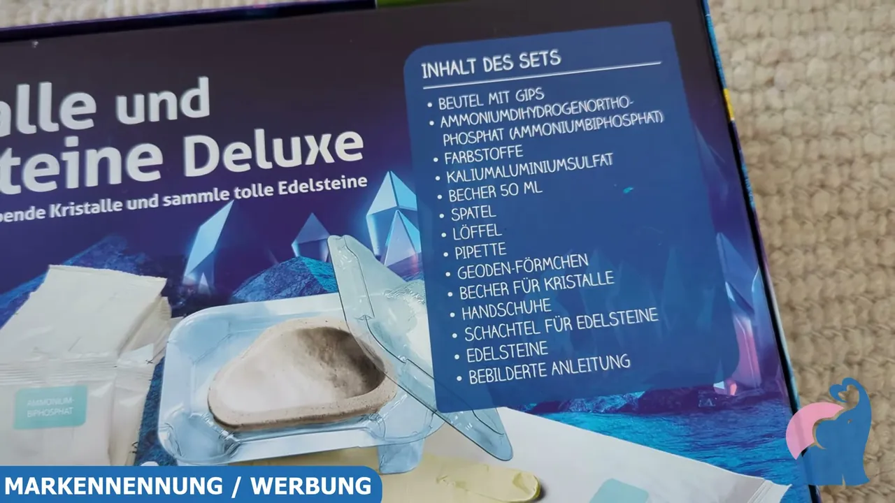 Mir gefällt die übersichtliche Inhaltsliste – vom Gips bis zu den Geodenförmchen ist alles dabei