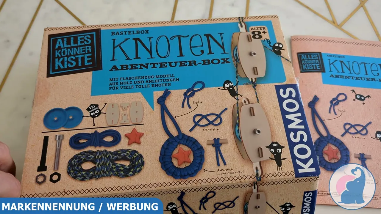Ich finde die Knoten Abenteuer-Box mit Flaschenzug-Modell eine schöne Geschenkidee für Kinder ab 8 Jahren