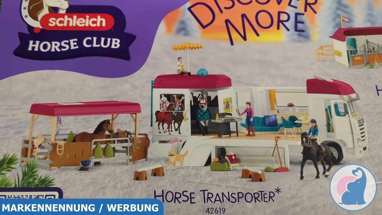 Auf der Verpackungsrückseite erhalten Pferdefans Inspiration für passende Erweiterungen wie den großen Pferdetransporter.
