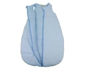 DIMO-TEX Baby + Kleinkind Schlafsack Ringelstreifen hellblau wattiert + warm gefüttert für kühlere Tage 4-Jahreszeiten-Baumwolle Größe 74/80