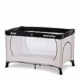 hauck Kinderreisebett Dream N Play Plus mit Transporttasche und Schlupf zum Spielen Klein Zusammenklappbar Baby Reisebett Kleinkind ab Geburt bis 15 kg  Beige/Grey