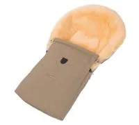 WERNER CHRIST BABY Lammfell-Fußsack OSLO für Babywanne – Winterfußsack aus medizinischem Fell  ab 0 bis 6 Monate  für Tragetasche Babyschale Kinderwagen in Sahara  beige