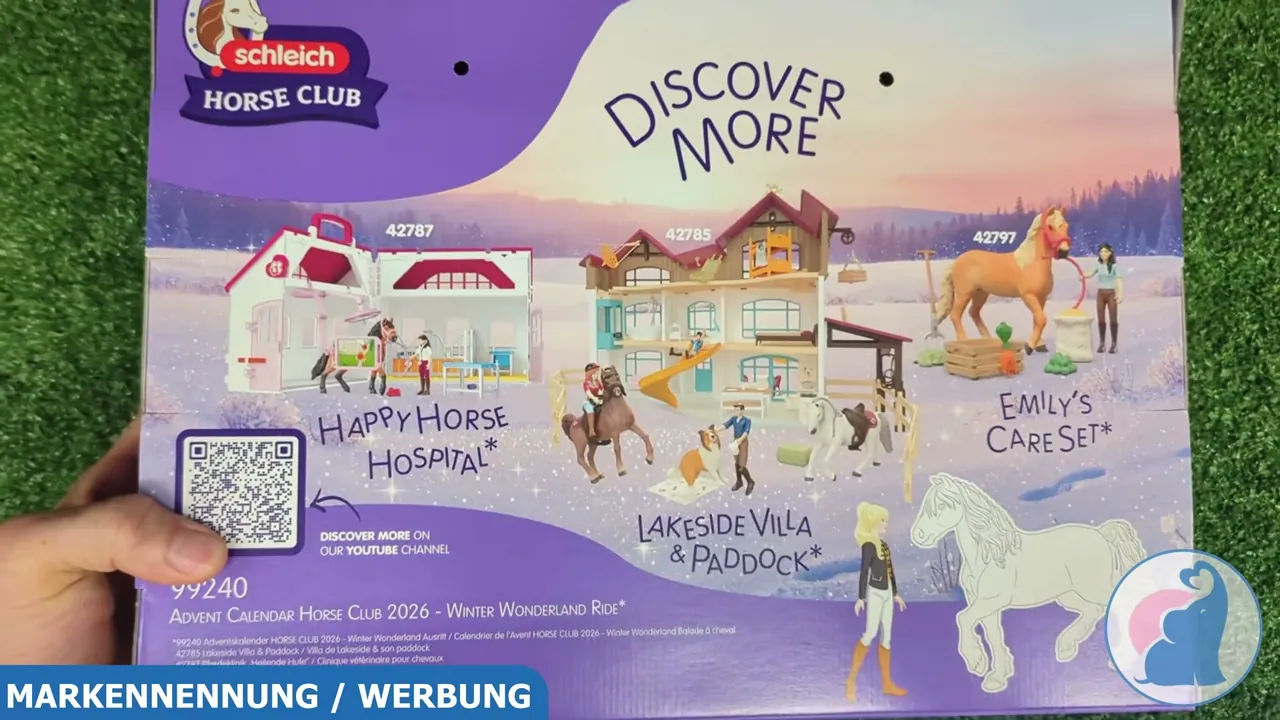 Die Rückseite gibt einen Überblick über ergänzende Spielsets wie die Lakeside Villa oder das Pferdekrankenhaus.